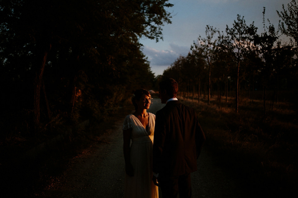 A boho luxe Leilia Hafzia gown for a romantic wedding in the Italian countryside. Photography by Haydn Rydings.