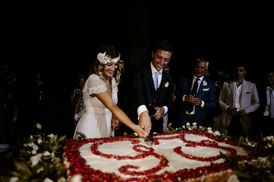 A boho luxe Leilia Hafzia gown for a romantic wedding in the Italian countryside. Photography by Haydn Rydings.