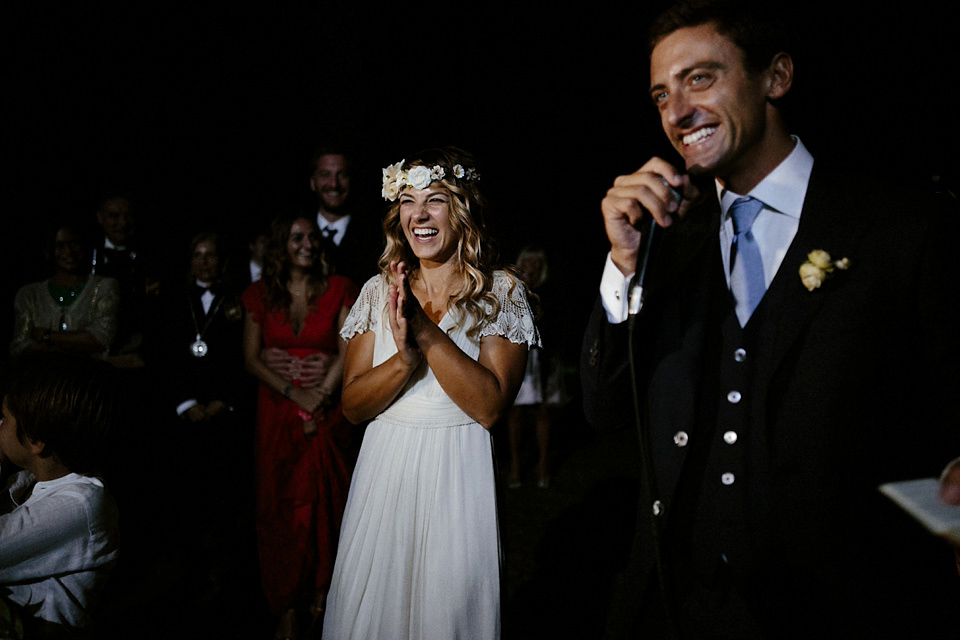 A boho luxe Leilia Hafzia gown for a romantic wedding in the Italian countryside. Photography by Haydn Rydings.