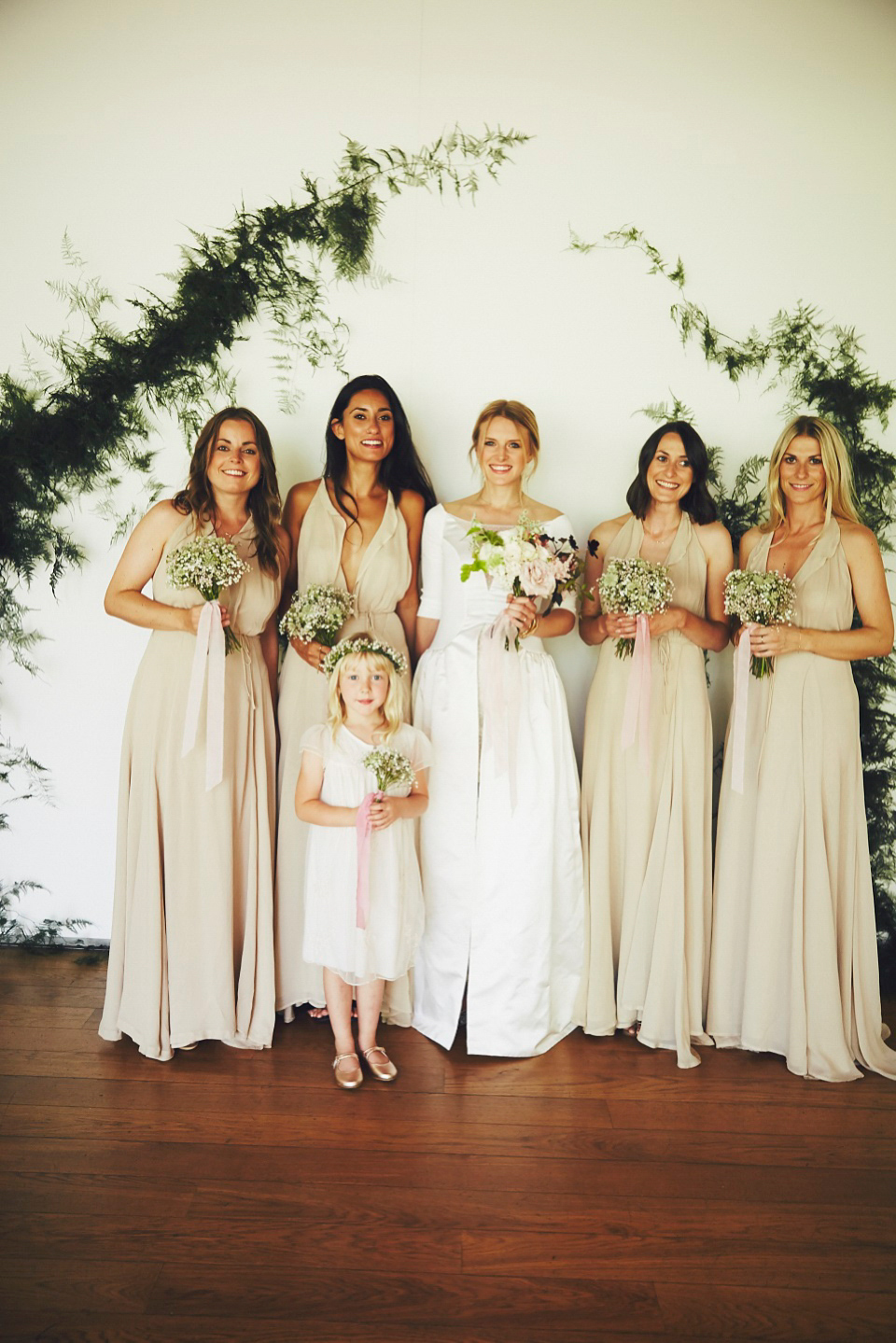 Bride Jessica wore two dresses for her modern, cool and contemporary London wedding, styled to perfection by Liz Linkleter.