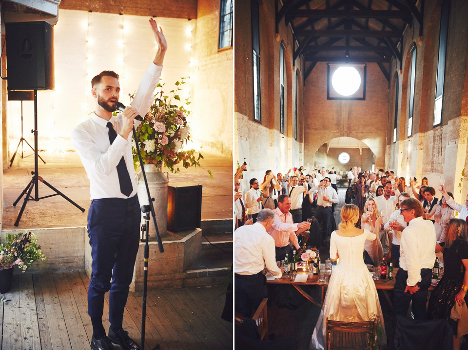 Bride Jessica wore two dresses for her modern, cool and contemporary London wedding, styled to perfection by Liz Linkleter.