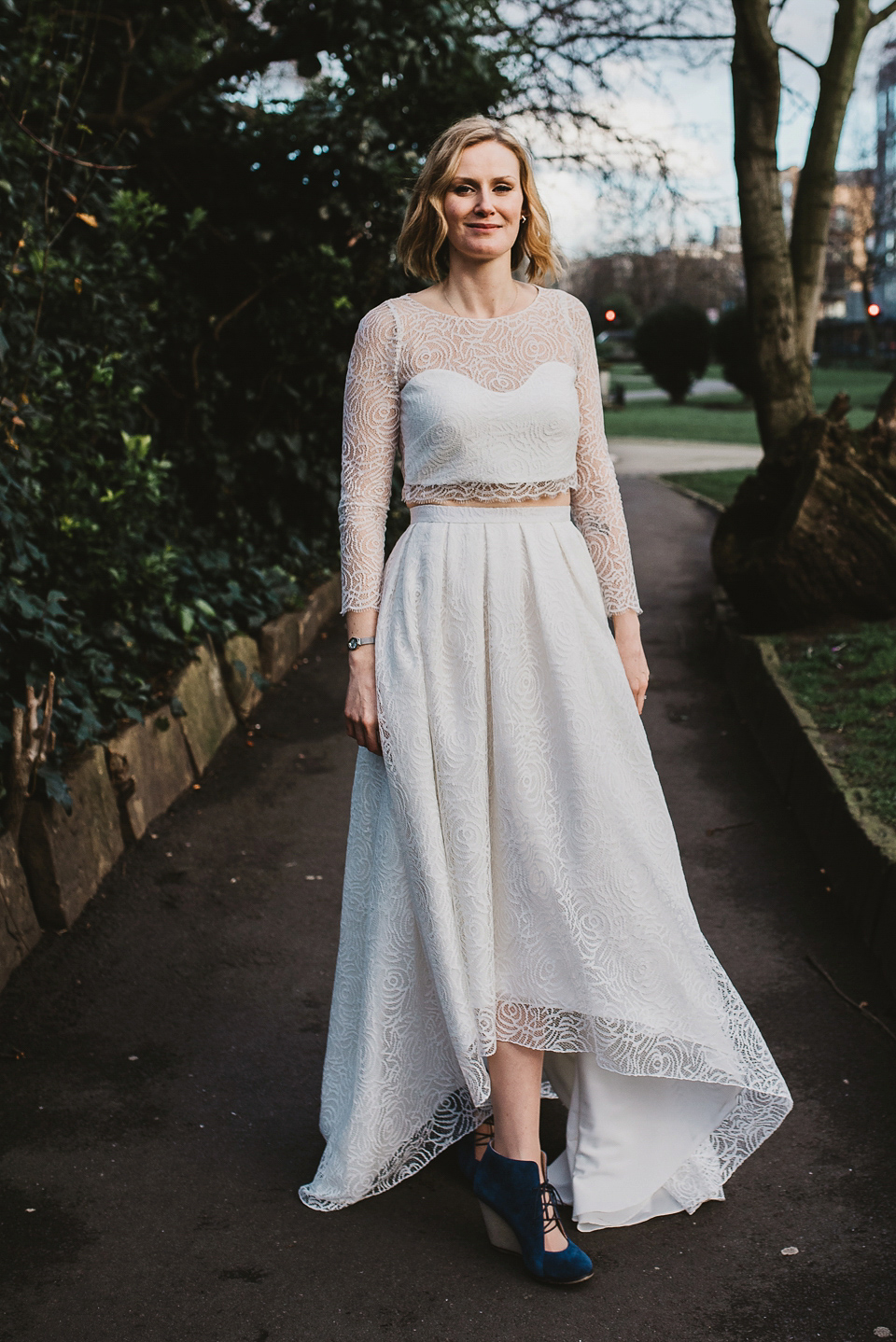 A Rime Arodaky 2-piece for a laid back and informal restaurant wedding in London. Photogrraphy by Jess Soper.