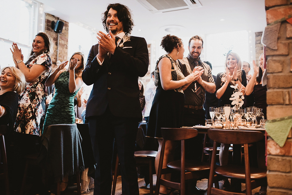 A Rime Arodaky 2-piece for a laid back and informal restaurant wedding in London. Photogrraphy by Jess Soper.