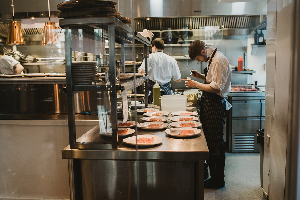 A Rime Arodaky 2-piece for a laid back and informal restaurant wedding in London. Photogrraphy by Jess Soper.