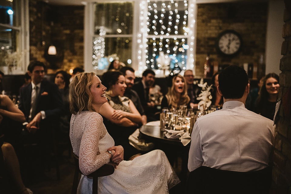 A Rime Arodaky 2-piece for a laid back and informal restaurant wedding in London. Photogrraphy by Jess Soper.