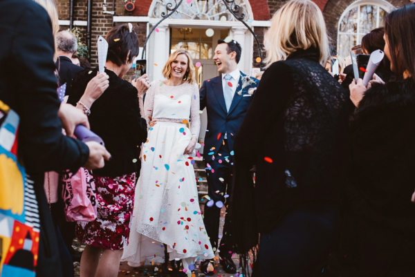 A Two-Piece Rime Arodaky Gown for a Laid Back, Fuss Free and Informal Restaurant Wedding in London
