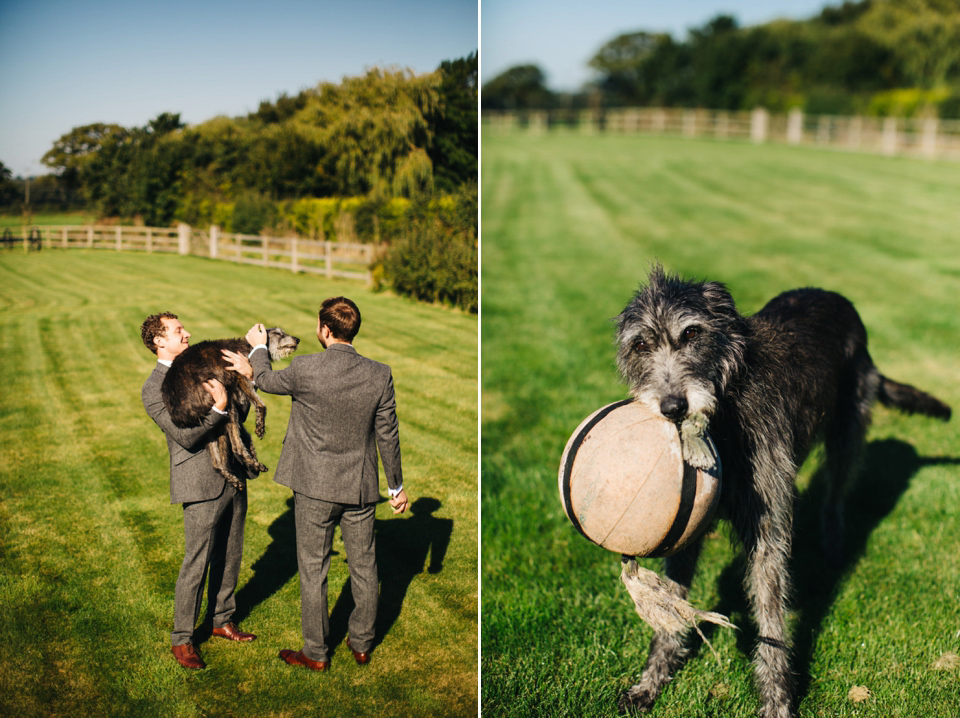 Leila wore a bespoke gown by dressmaker Dana Bolton for her rustic, homespun Autumn barn wedding. Photography by Richard Skins.