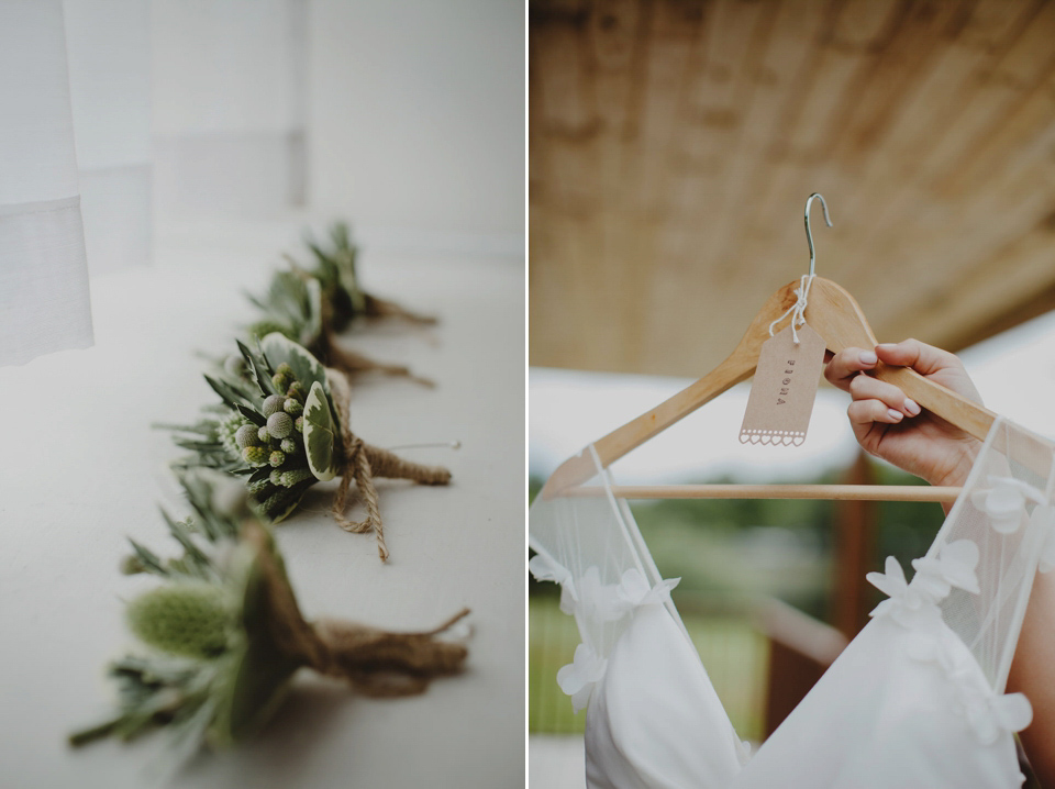 A David Fielden gown for a relaxed and nature inspired Humanist wedding at Coo Cathedral in the Scottish Highlands. Photography by The Curries.