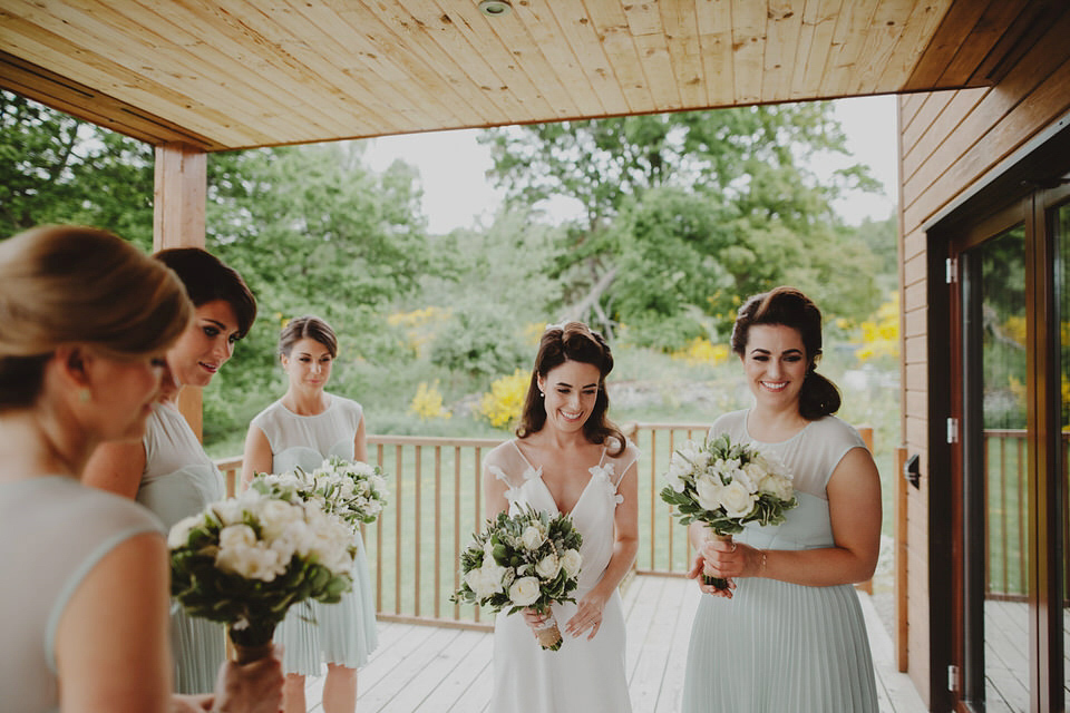 A David Fielden gown for a relaxed and nature inspired Humanist wedding at Coo Cathedral in the Scottish Highlands. Photography by The Curries.