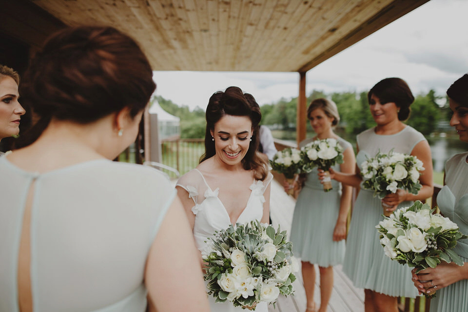 A David Fielden gown for a relaxed and nature inspired Humanist wedding at Coo Cathedral in the Scottish Highlands. Photography by The Curries.