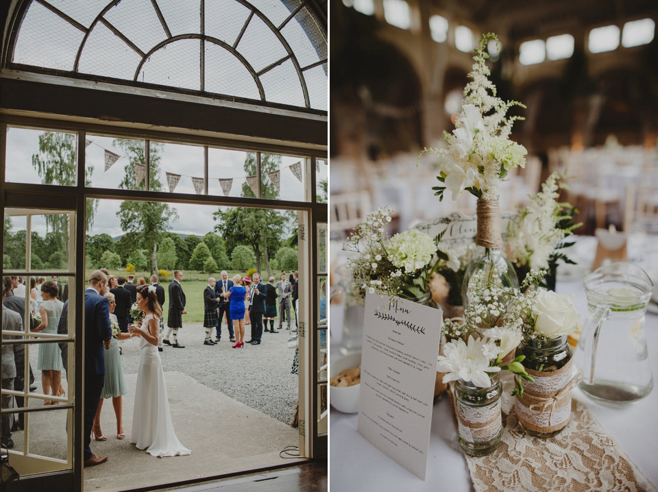 A David Fielden gown for a relaxed and nature inspired Humanist wedding at Coo Cathedral in the Scottish Highlands. Photography by The Curries.