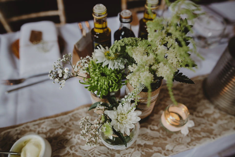 A David Fielden gown for a relaxed and nature inspired Humanist wedding at Coo Cathedral in the Scottish Highlands. Photography by The Curries.