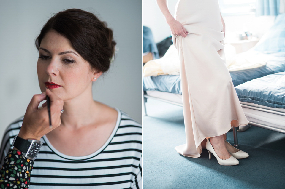 Verity wears a Halfpenny London gown for her garden party inspired wedding by the sea. Photography by John Barwood.