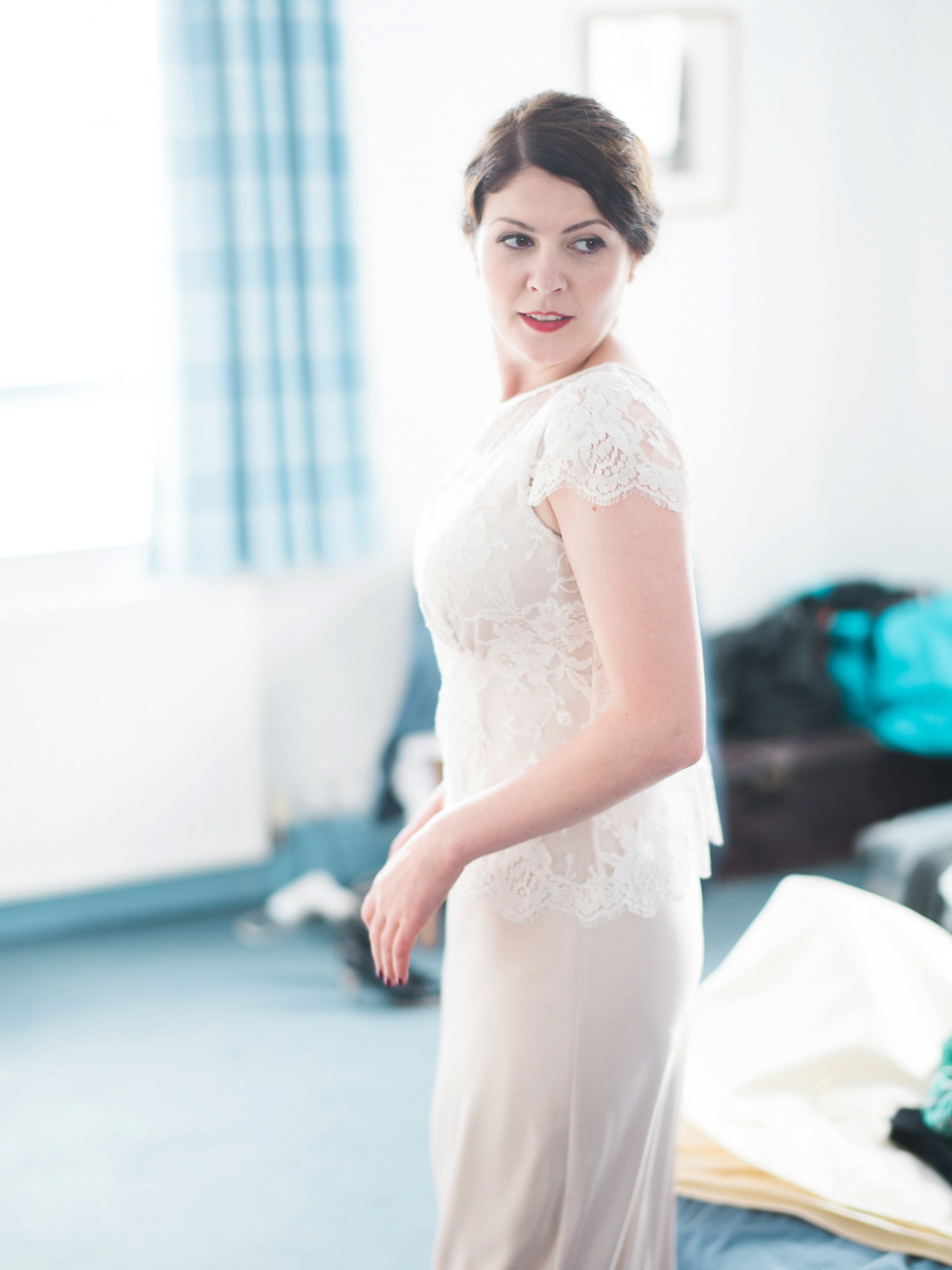 Verity wears a Halfpenny London gown for her garden party inspired wedding by the sea. Photography by John Barwood.