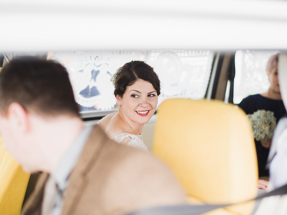 Verity wears a Halfpenny London gown for her garden party inspired wedding by the sea. Photography by John Barwood.