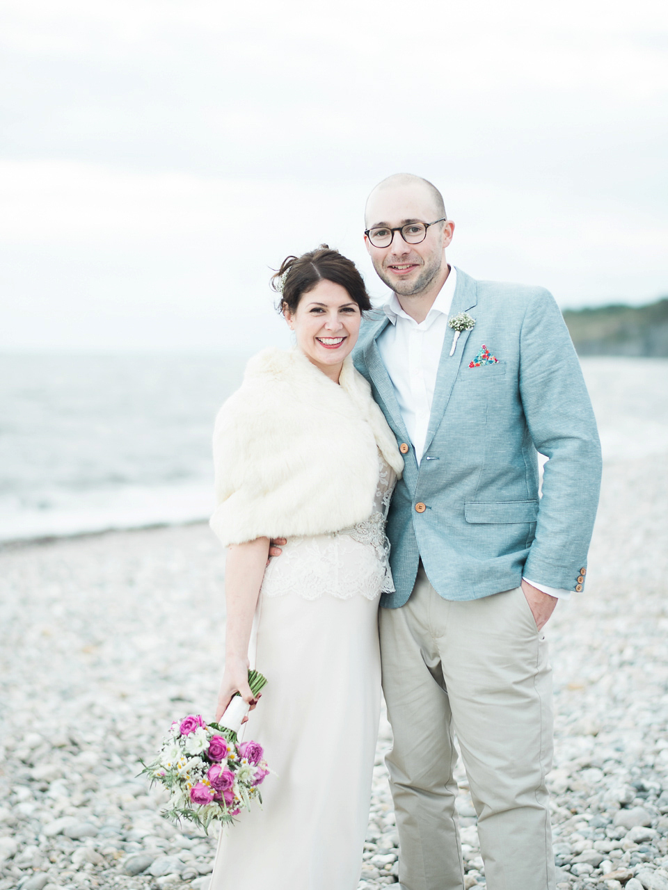 Verity wears a Halfpenny London gown for her garden party inspired wedding by the sea. Photography by John Barwood.