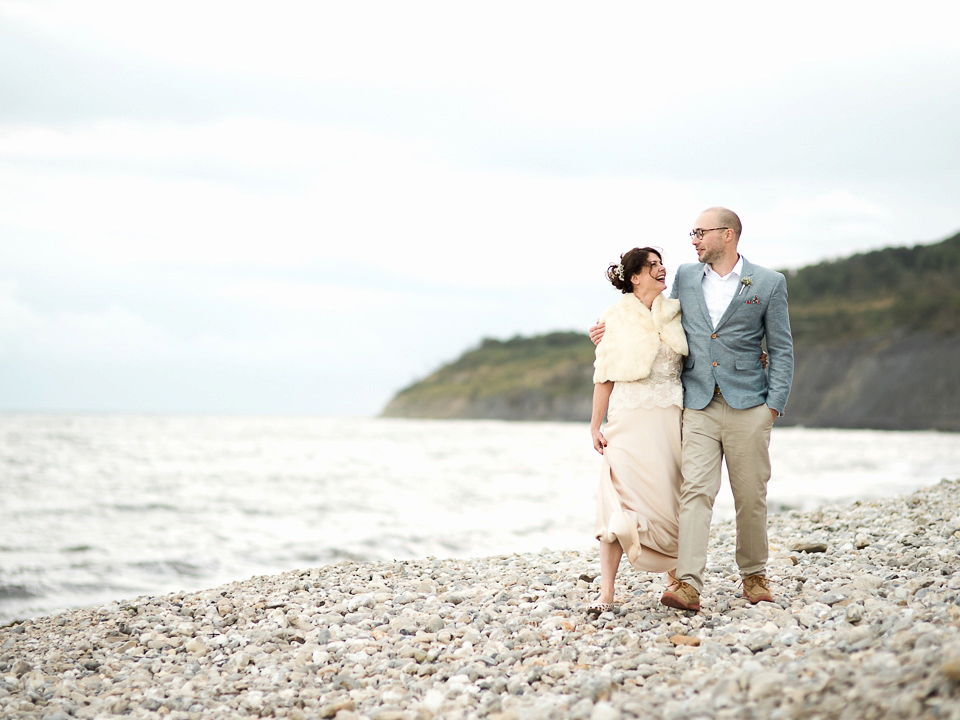 Verity wears a Halfpenny London gown for her garden party inspired wedding by the sea. Photography by John Barwood.