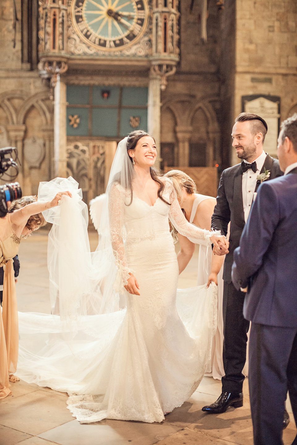 A Galia Lahav gown for glamorous Summer wedding at Durham Cathedral. Photography by Katy Melling.