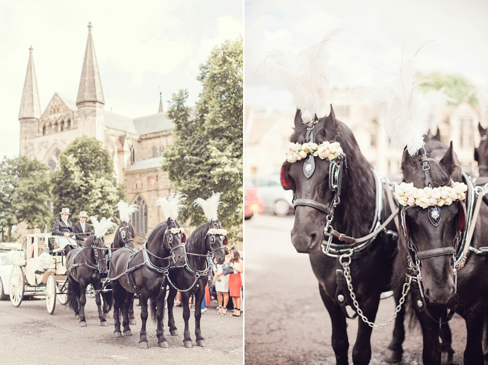 A Galia Lahav gown for glamorous Summer wedding at Durham Cathedral. Photography by Katy Melling.