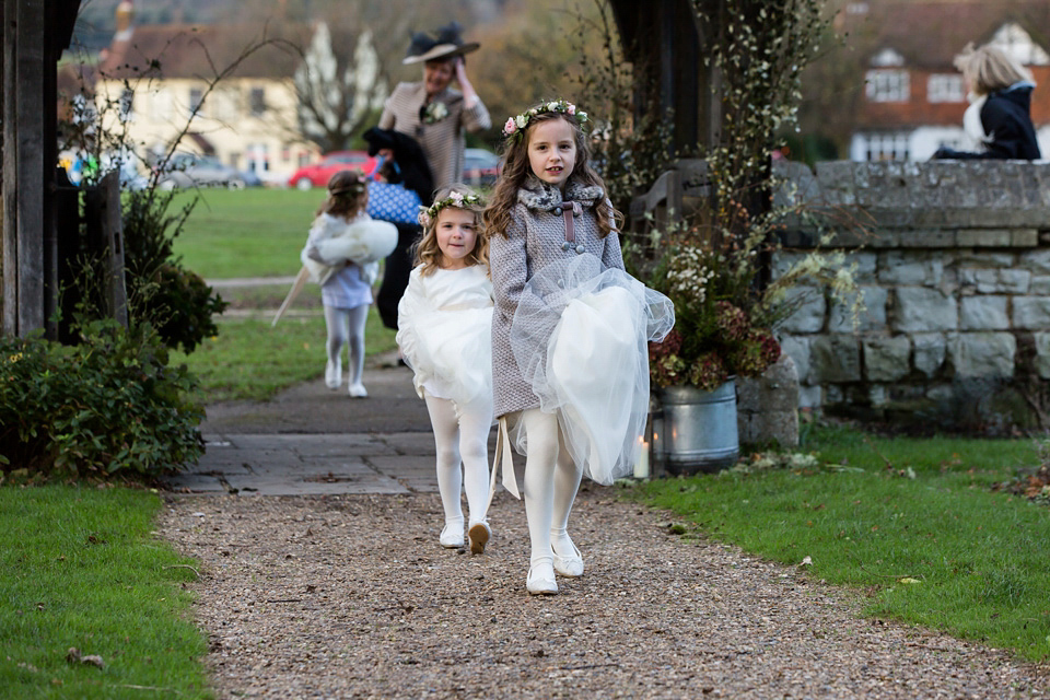 A modern and elegant Suzanne Neville gown for a Winter wonderland wedding.