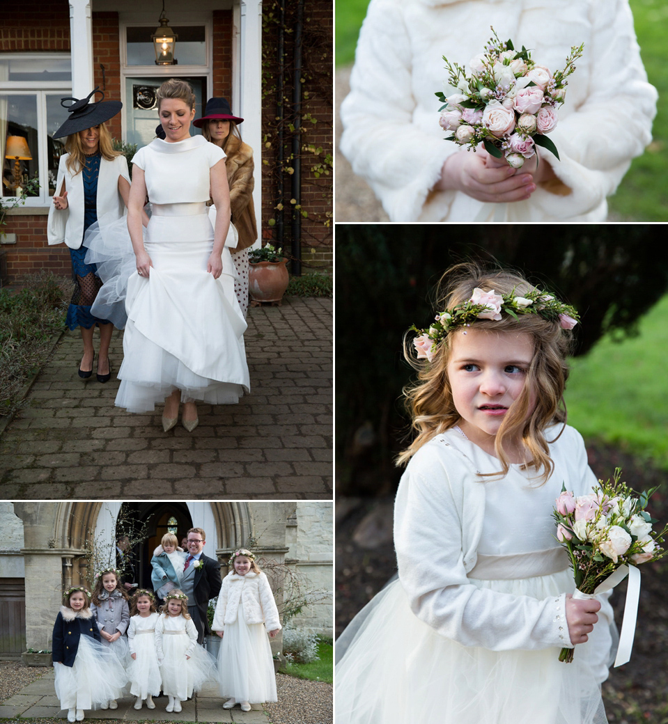 A modern and elegant Suzanne Neville gown for a Winter wonderland wedding.