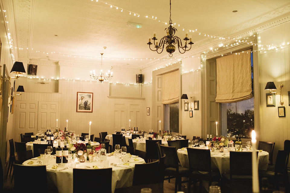 A bride in glasses for her Autumn and Art Deco inspired wedding at The Asylum in London. Images by Hearts on Fire Photography.