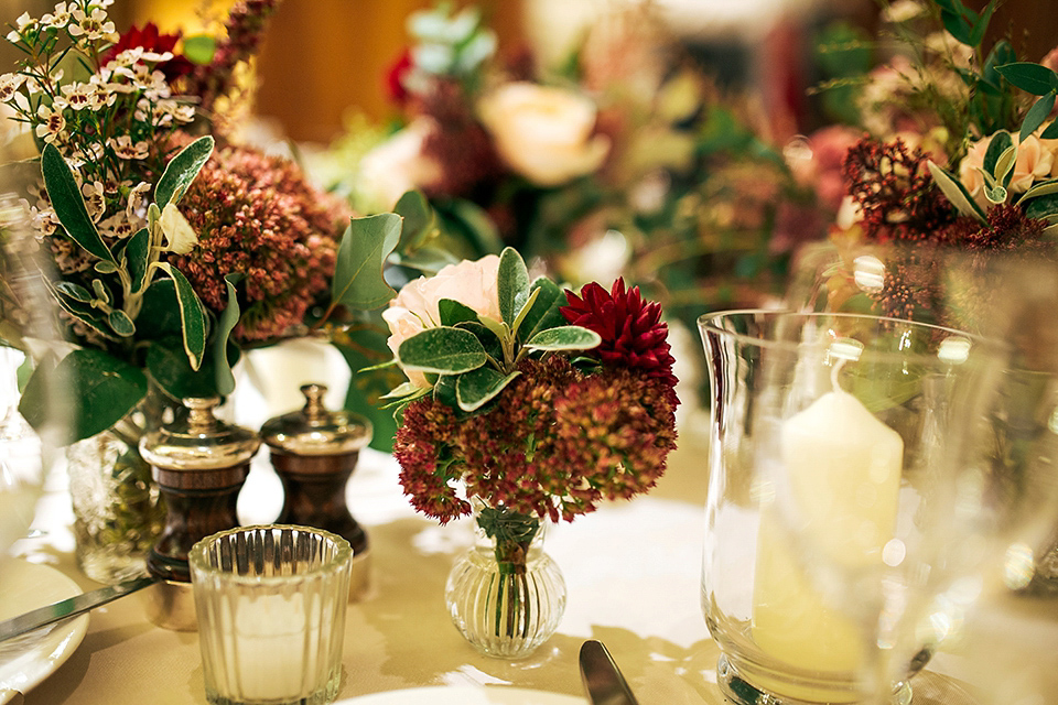 A short 60's inspired REDValentino dress for an Autumn wedding at Le Manoir Aux Quat'Saisons. Photography by Jordanna Marston.