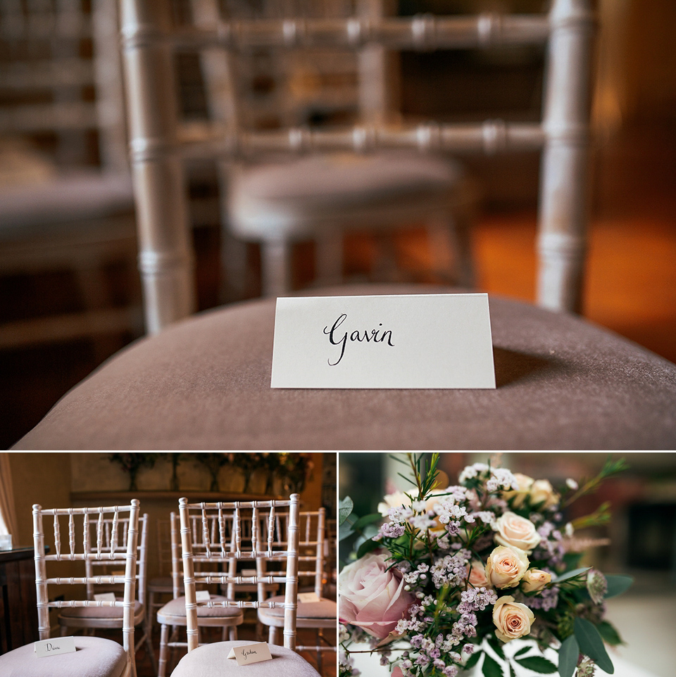 A short 60's inspired REDValentino dress for an Autumn wedding at Le Manoir Aux Quat'Saisons. Photography by Jordanna Marston.