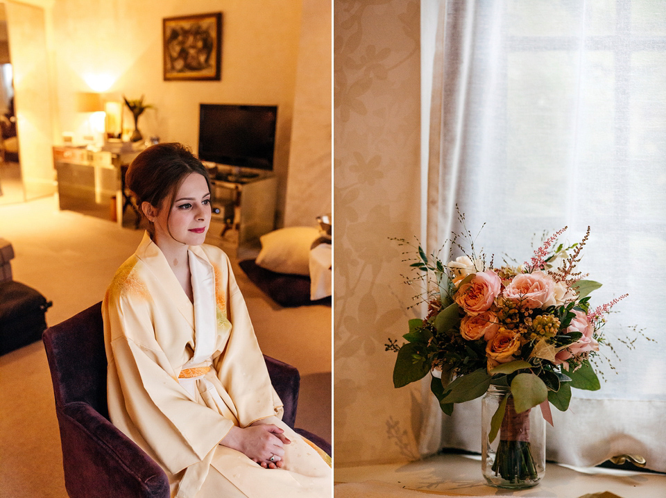 A short 60's inspired REDValentino dress for an Autumn wedding at Le Manoir Aux Quat'Saisons. Photography by Jordanna Marston.