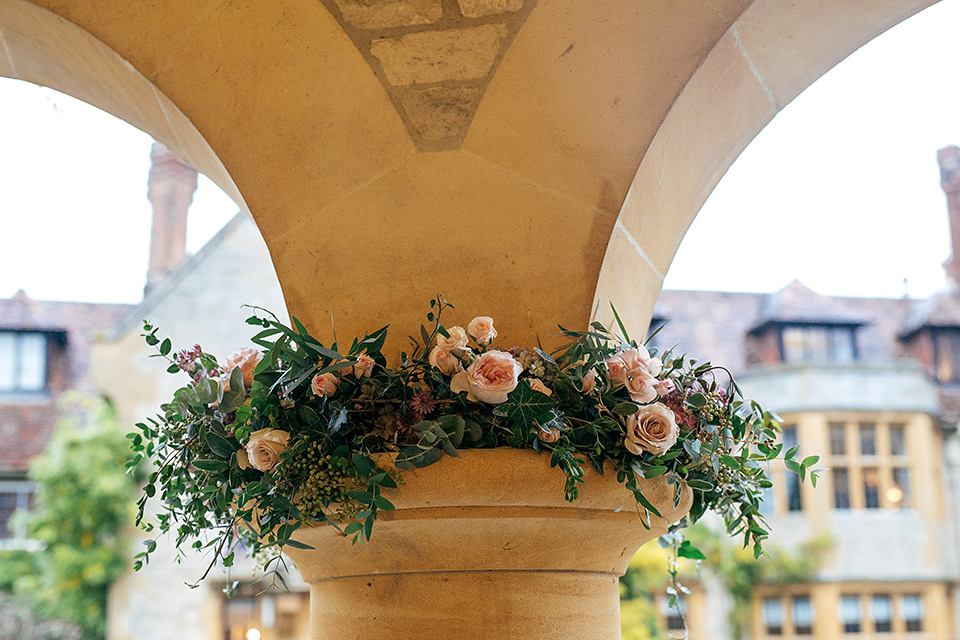 A short 60's inspired REDValentino dress for an Autumn wedding at Le Manoir Aux Quat'Saisons. Photography by Jordanna Marston.