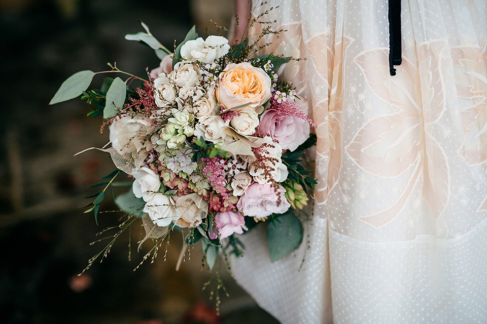 A short 60's inspired REDValentino dress for an Autumn wedding at Le Manoir Aux Quat'Saisons. Photography by Jordanna Marston.