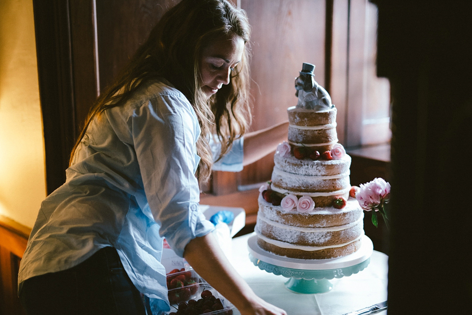 A Raimon Bundo gown for an elegant and intimate castle wedding in Scotland. Photography by Ed Godden.