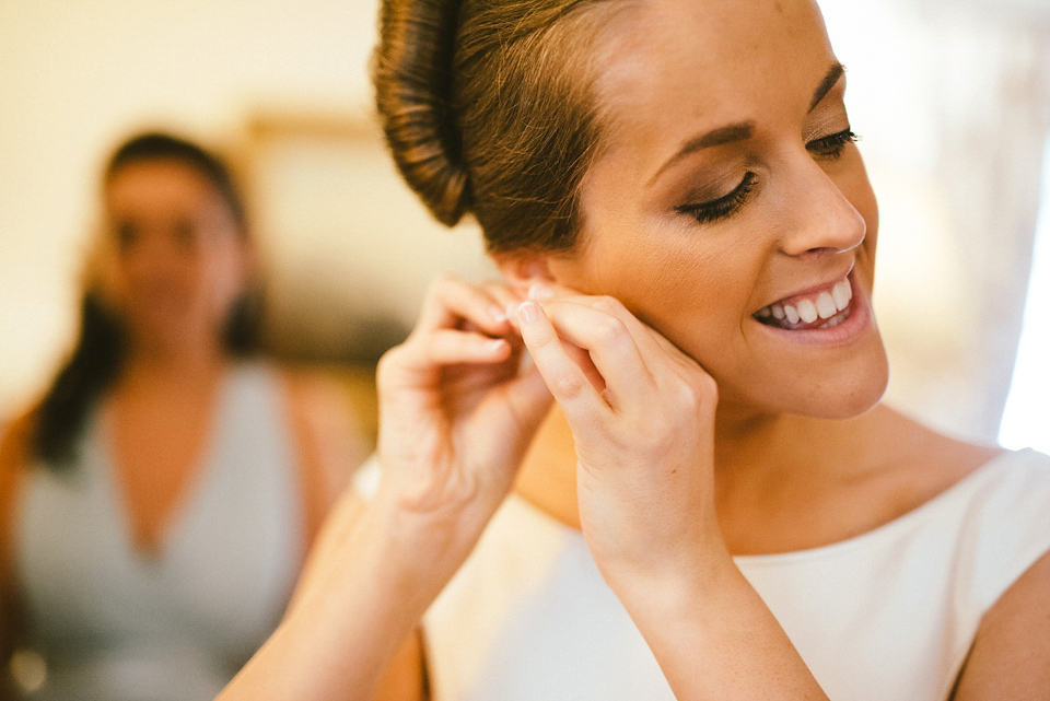 A Raimon Bundo gown for an elegant and intimate castle wedding in Scotland. Photography by Ed Godden.