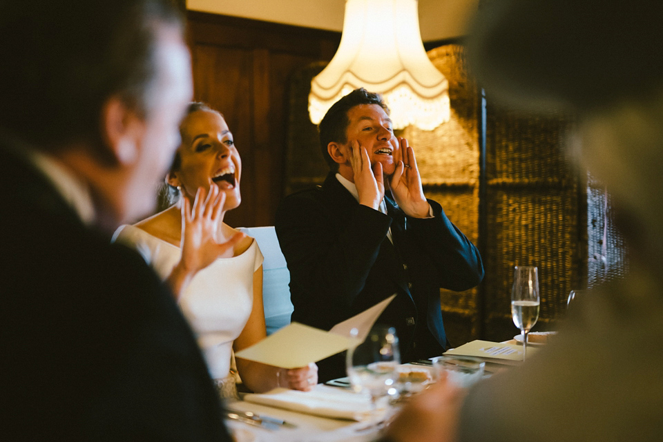 A Raimon Bundo gown for an elegant and intimate castle wedding in Scotland. Photography by Ed Godden.