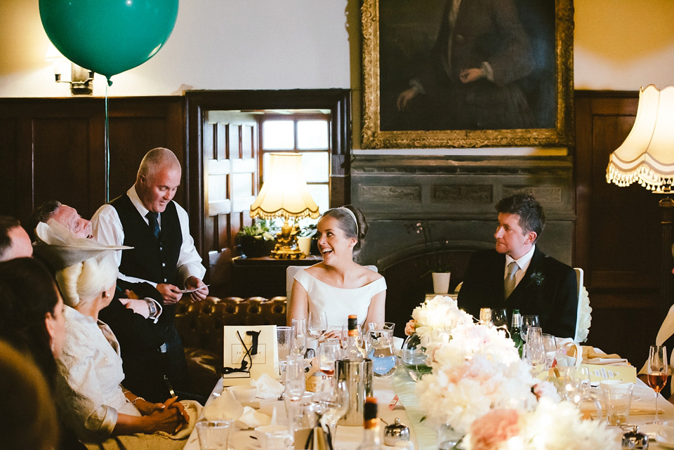 A Raimon Bundo gown for an elegant and intimate castle wedding in Scotland. Photography by Ed Godden.