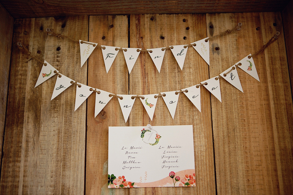 A Claire Pettibone dress for a British and French Summer garden party wedding. Photography by Lydia Stamps.