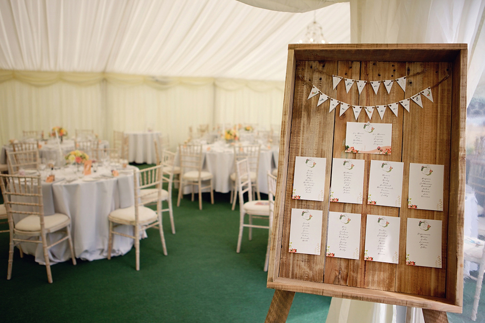 A Claire Pettibone dress for a British and French Summer garden party wedding. Photography by Lydia Stamps.