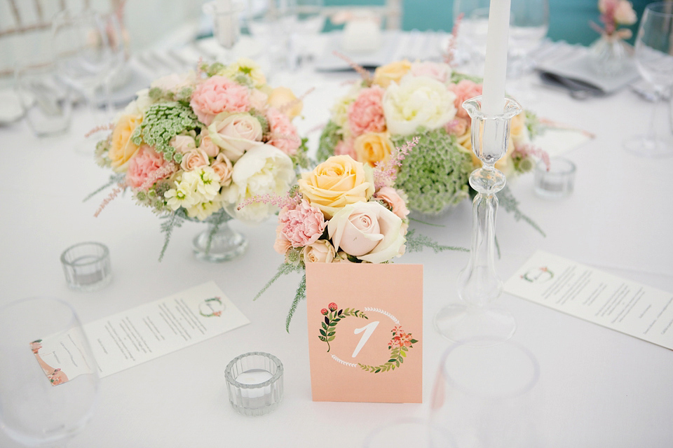 A Claire Pettibone dress for a British and French Summer garden party wedding. Photography by Lydia Stamps.