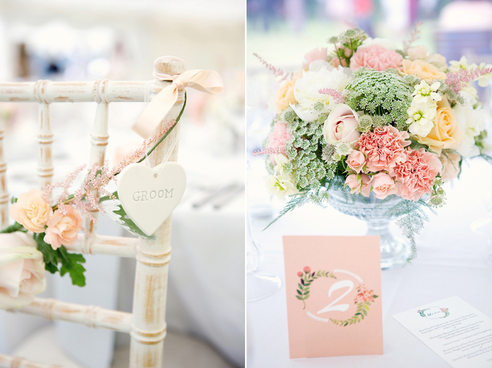 A Claire Pettibone dress for a British and French Summer garden party wedding. Photography by Lydia Stamps.