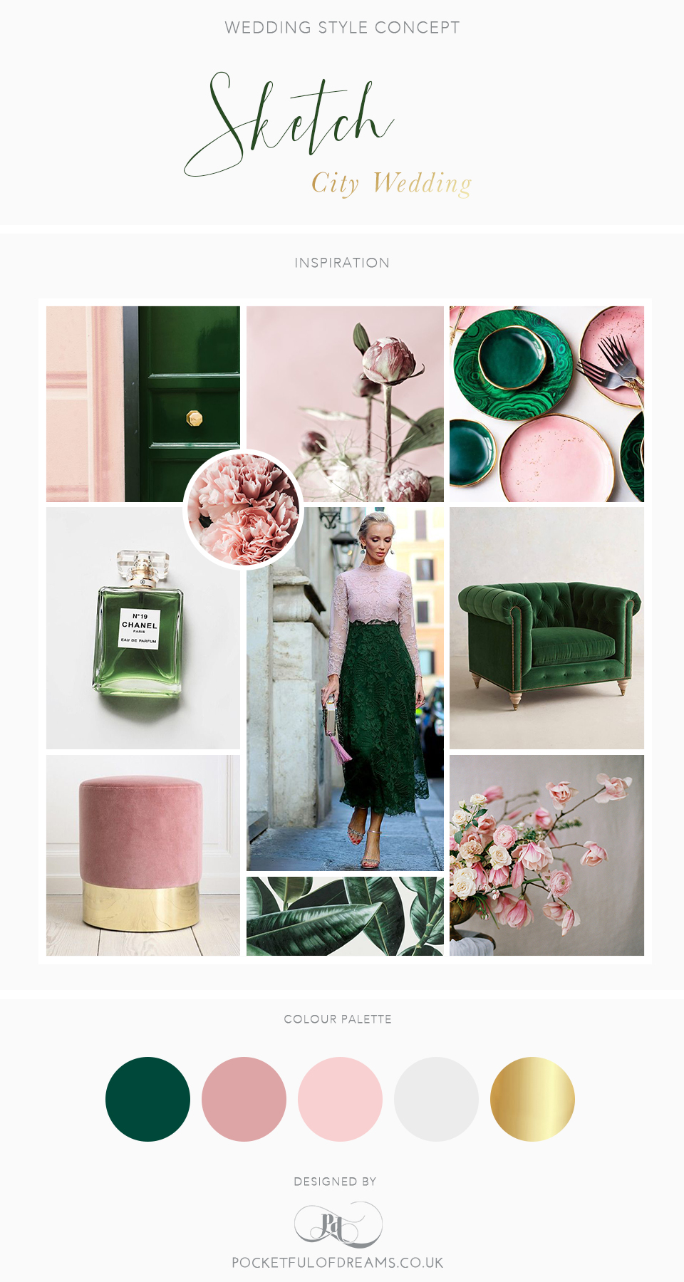 A Sketch London Wedding: Rose Quartz and Malachite Wedding Inspiration Board