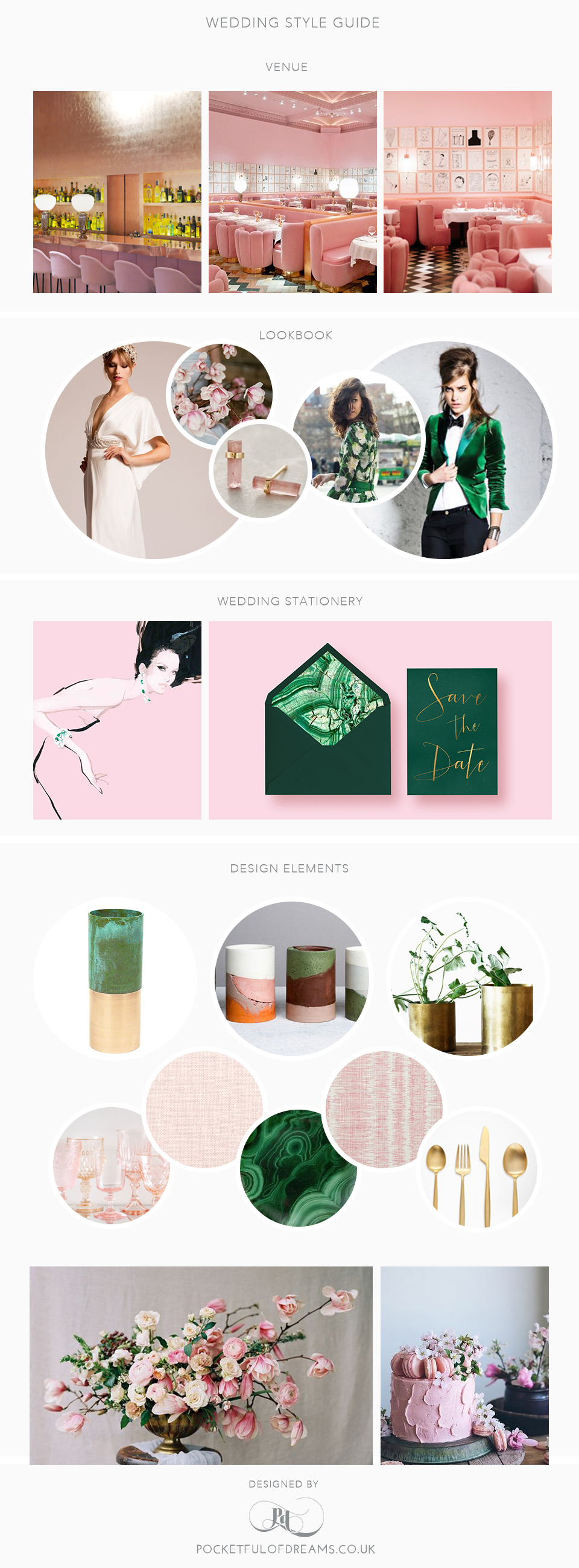 A Sketch London Wedding: Rose Quartz and Malachite Wedding Inspiration Board