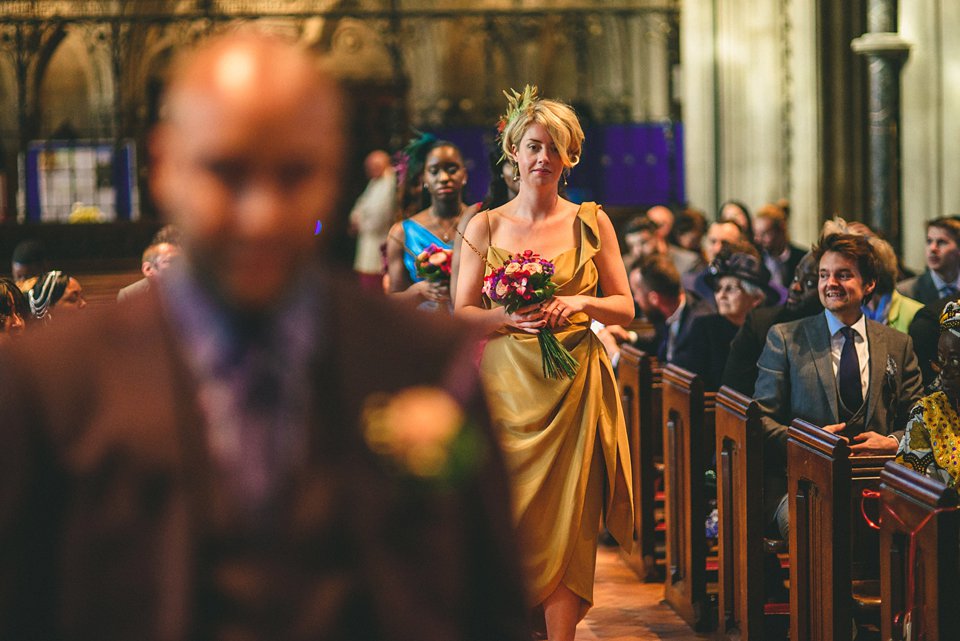 Bold colour and angel wings for a dramatic vintage drama meets whimsical elegance wedding. Images by Miki Photography.