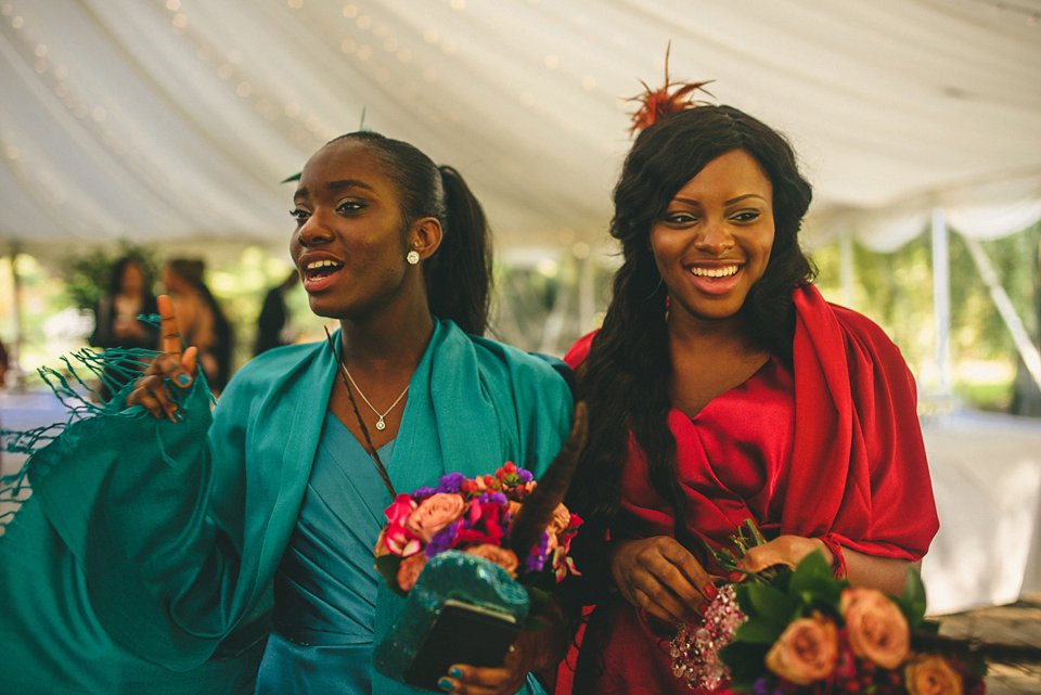 Bold colour and angel wings for a dramatic vintage drama meets whimsical elegance wedding. Images by Miki Photography.