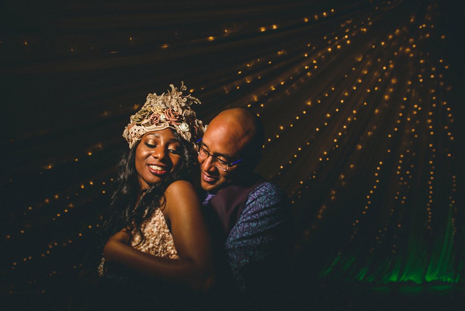 Bold colour and angel wings for a dramatic vintage drama meets whimsical elegance wedding. Images by Miki Photography.