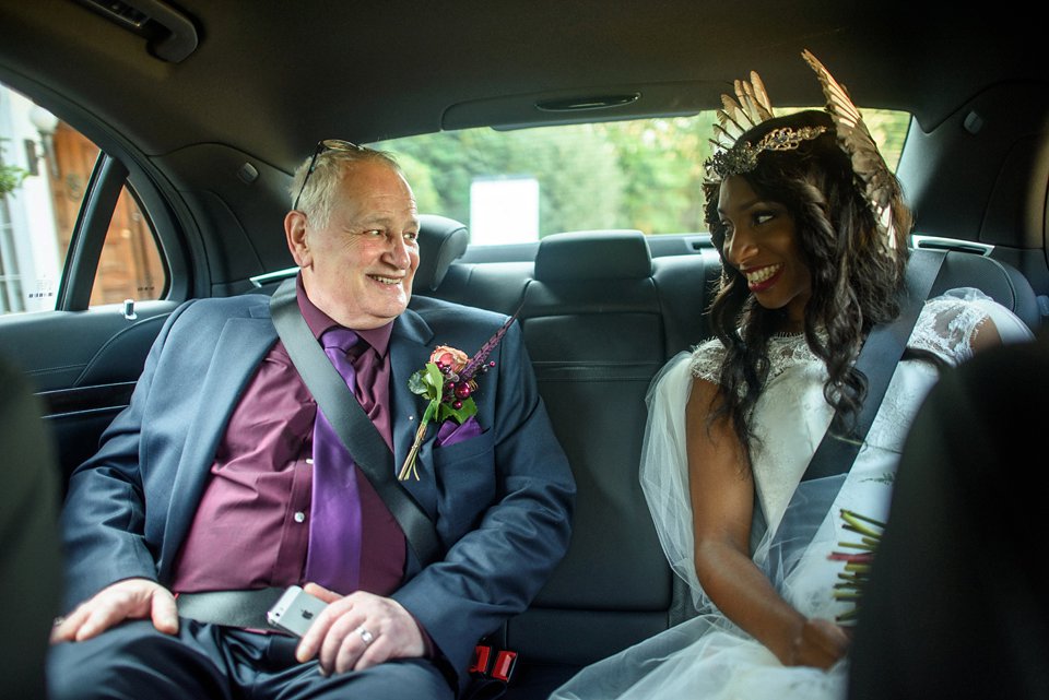 Bold colour and angel wings for a dramatic vintage drama meets whimsical elegance wedding. Images by Miki Photography.