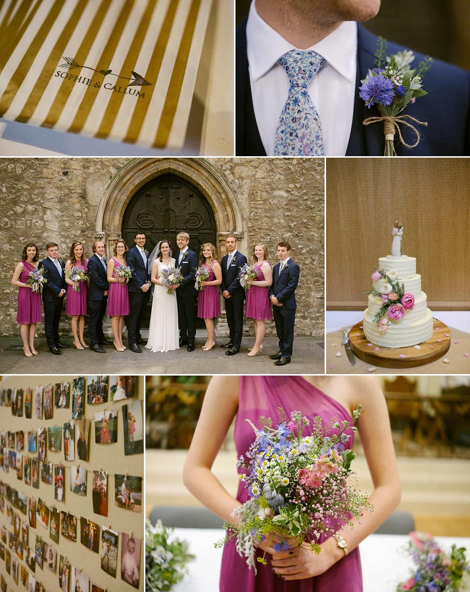 A sweet Dessy bride and her maids in pretty purple for a floral wedding in London. Lily Sawyer Photography.