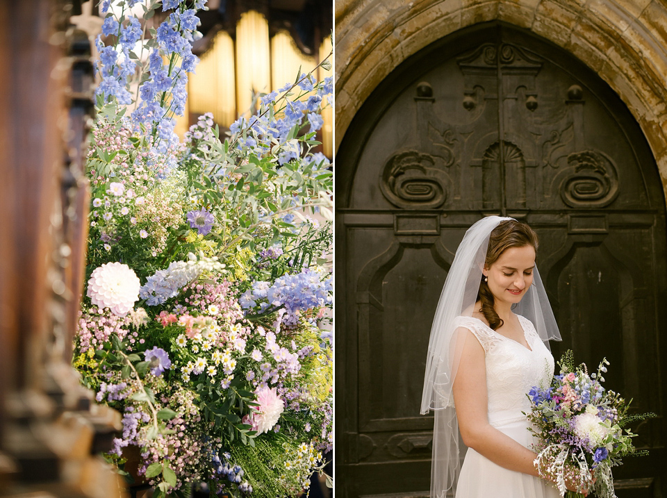 A sweet Dessy bride and her maids in pretty purple for a floral wedding in London. Lily Sawyer Photography.