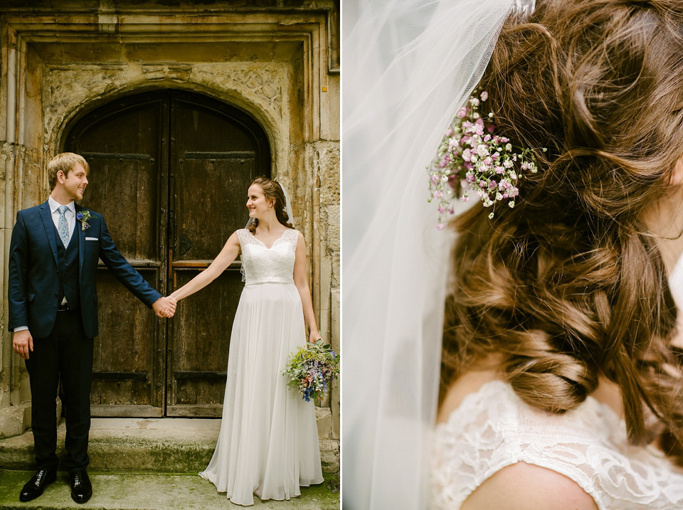 A sweet Dessy bride and her maids in pretty purple for a floral wedding in London. Lily Sawyer Photography.