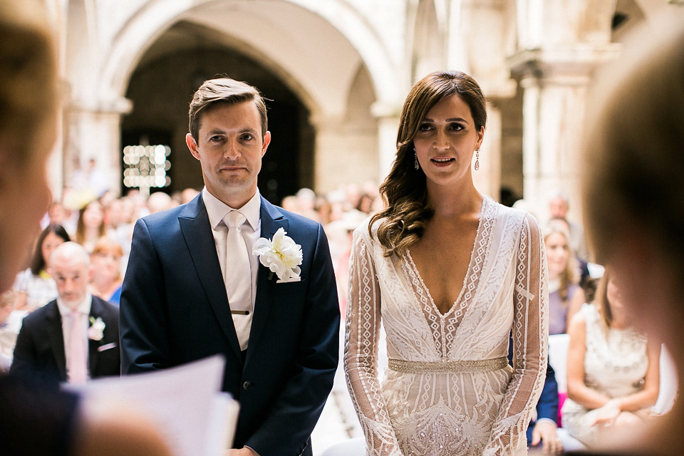 Nataly wore a glamorous Inbal Dror gown for her Midsummer Nights Dream inspired wedding in Croatia. Photography by LIfe Stories Wedding.