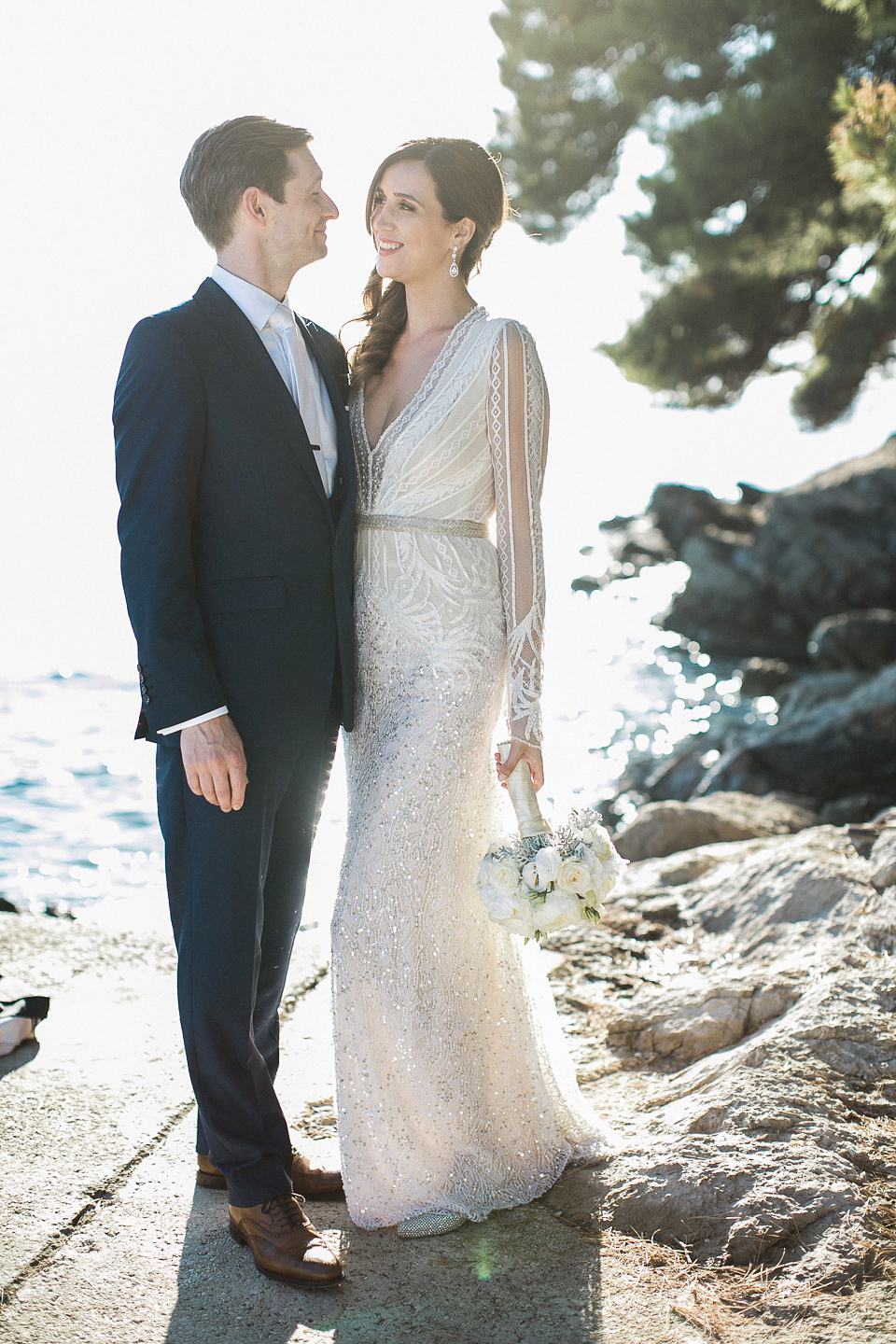 Nataly wore a glamorous Inbal Dror gown for her Midsummer Nights Dream inspired wedding in Croatia. Photography by LIfe Stories Wedding.